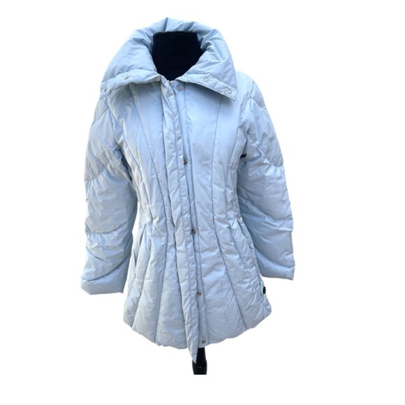 Nine West LIKE NEW Down Light Crystal Powder Blue Puffer Full Zip Jacket SZ SM - Picture 1 of 11